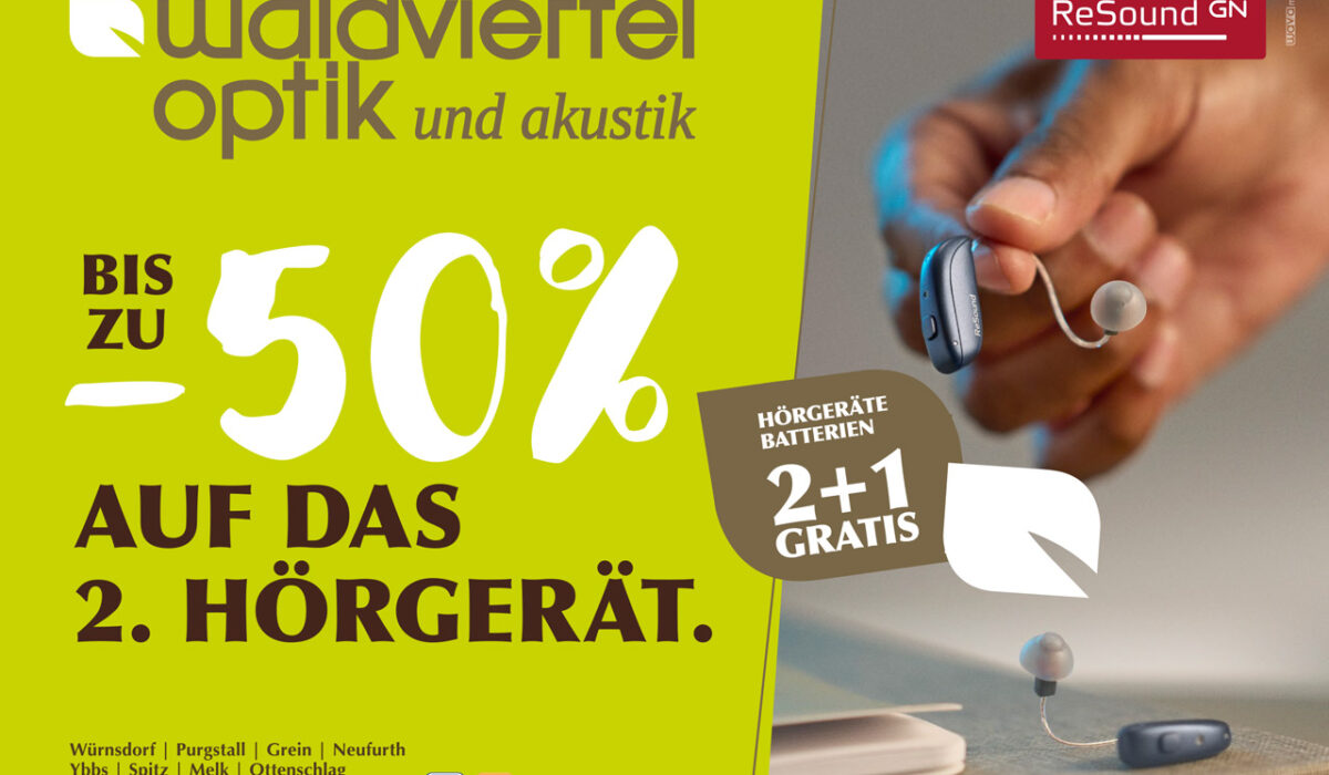 Bis zu -50% auf das 2. Hörgerät